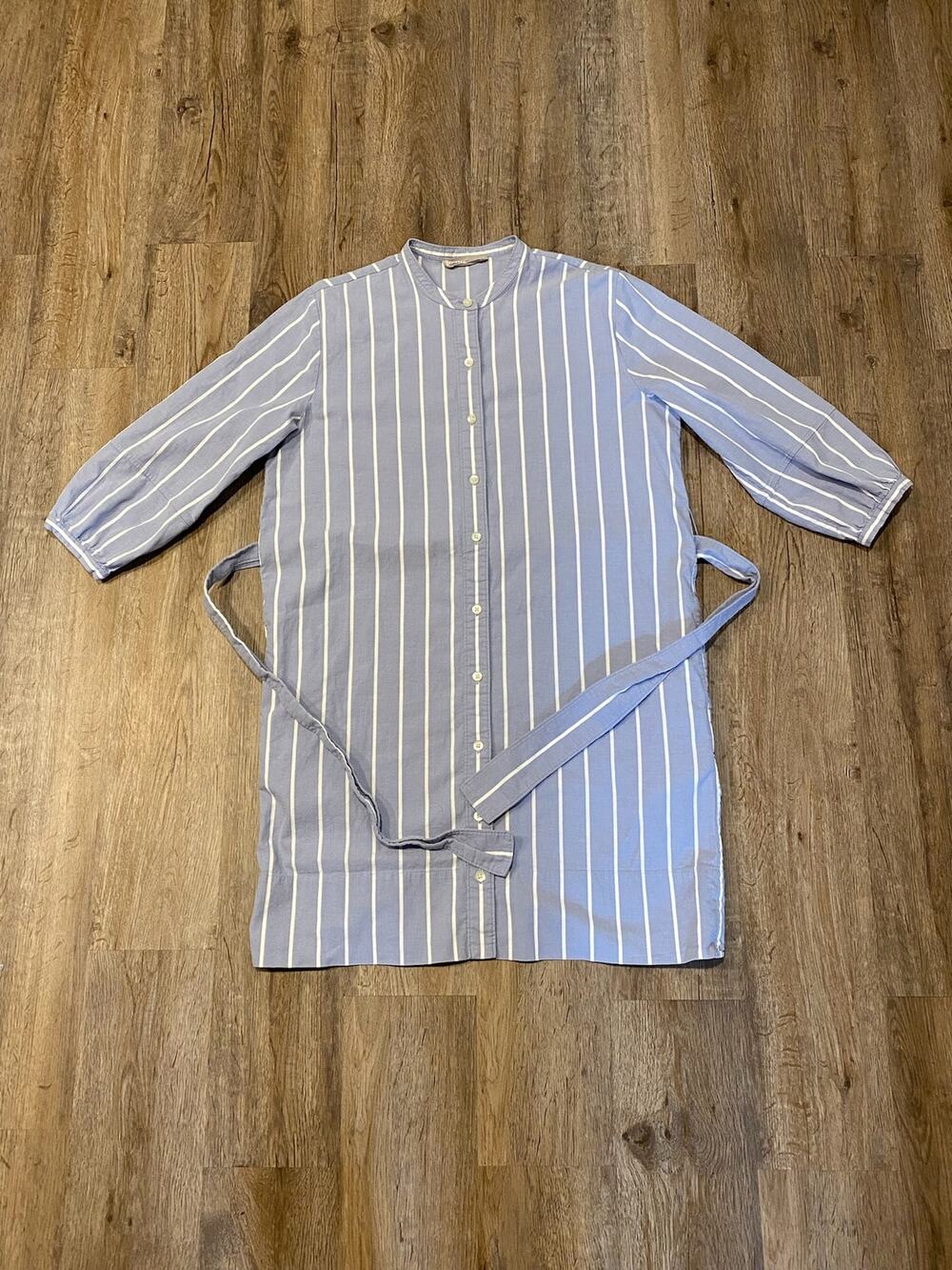 Everlane Women's The Cotton Weave Collarless Shirtdress Size 8